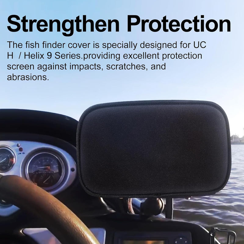 Helix 9 Cover, Compatible with Humminbird Helix 9&Lowrance Eagle Eye 9, Waterproof Fish Finder Cover Black