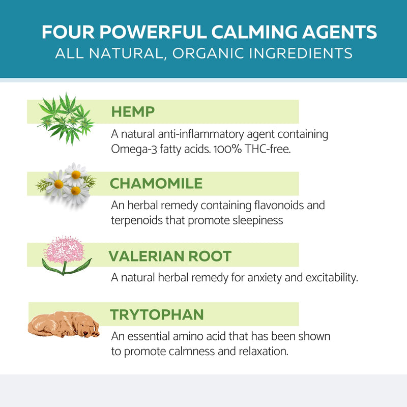 Ketona Daily Calming Chews with Hemp for Dogs, Natural Duck Flavor, Healthy Chewable Supplements That Promote Calming and Relaxation, Natural and Organic Ingredients – 120 Count - PawsPlanet Australia