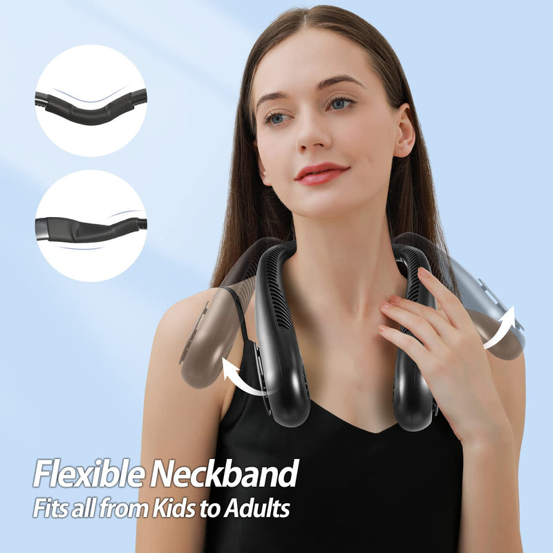 AMACOOL Bladeless Neck Fan, Mothers Day Gifts for Mom, Gifts for Fathers Day Dad Husband, Rechargeable Wearable Fan for Men Women Hot Flashes Relief Travel Outdoor Sports Golf Cruise Essentials 2026 Black