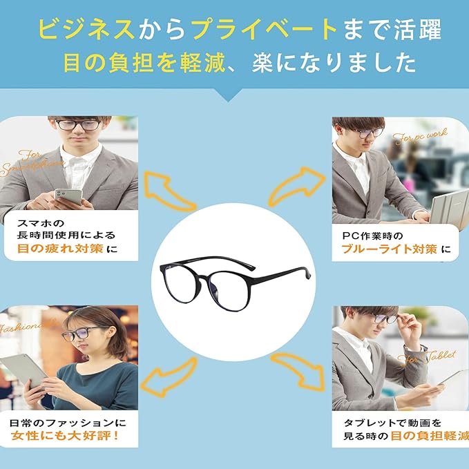 [Aollaa] [TR90 Material, Lightweight and Comfortable] Blue Light Cut Glasses, Date Glasses, No Degree, Only 0.4 oz (10 g) (UV Protection & UV Reduction) PC Glasses for Computers, Men's, Women's, - NewNest Australia