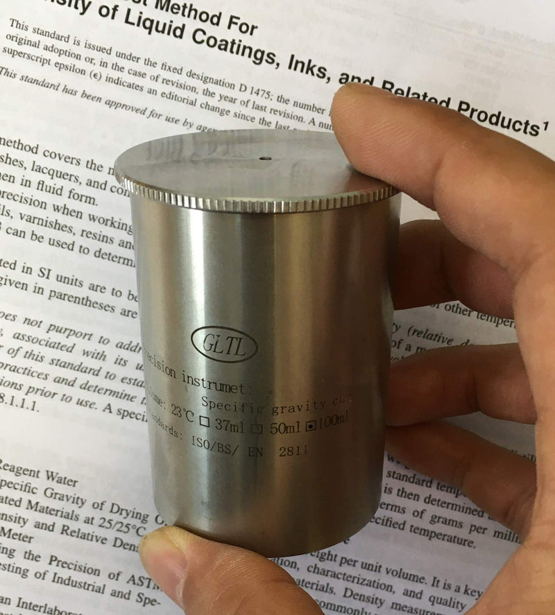 Specific Gravity Cup - Paint Density Tester for Coatings/Varnish | ASTM/DIN/ISO Compliant | Stainless Steel Corrosion-Resistant Lab Equipment (100ml) 100ml