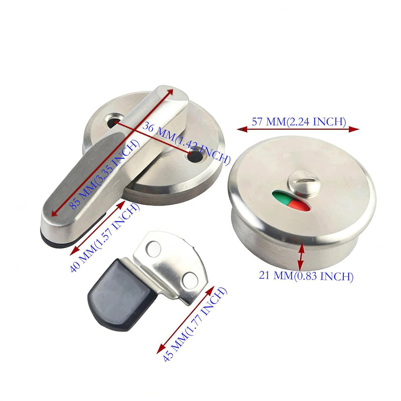 Bathroom Stall Door Lock, Stainless Steel Occupied Vacant Indicator with Red/Green Privacy Sign, 1 Pack with Screws Fittings