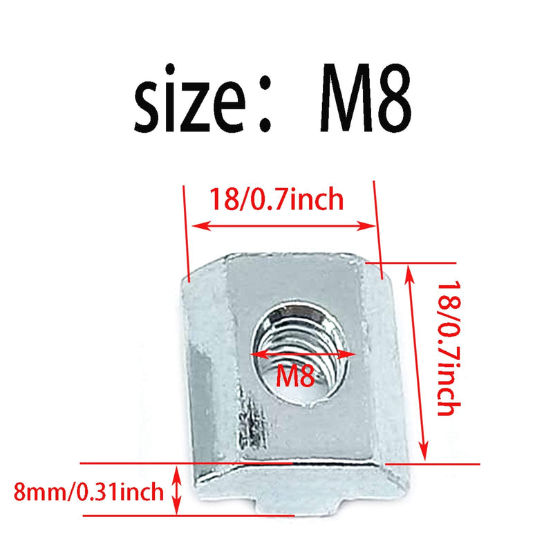 Pack of 20 T Nuts Tee Sliding Slot Nuts 40 Series M8 Threaded Slide for 4040 Series Aluminum Extrusions Profile(4040-M8)