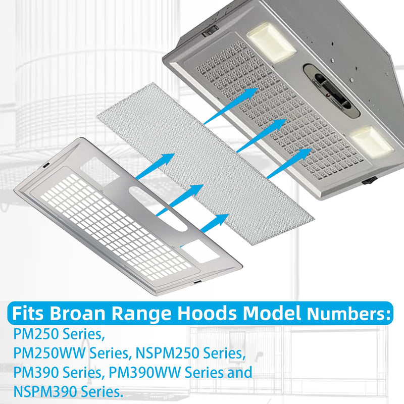 S99010370 Range Hood Filter Replacement for Broan PM250, PM390, 99010370, 2002603, B08087922, AP5950107, SB08087661 Aluminum Grease Filter, 2 Pack