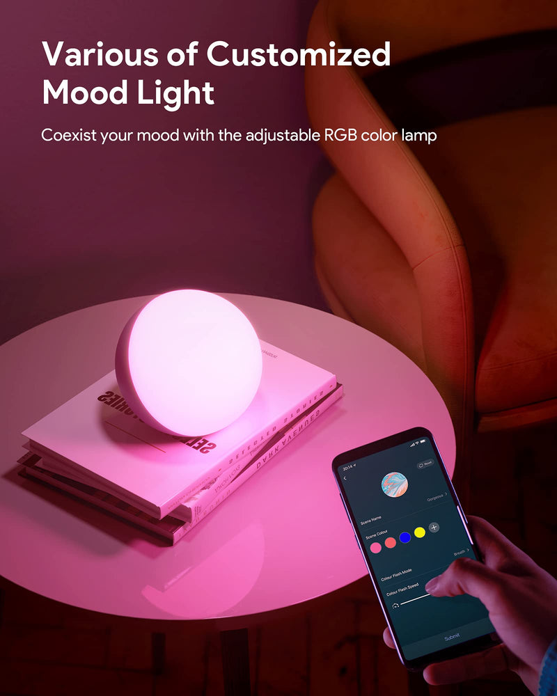 Hifree Smart Table Lamp, Dimmable Desk Lamp with App/Voice Control, LED RGB Color Changing Touch Lamp, Night Light for Bedroom Compatible with Alexa Touch + APP + Voice Control