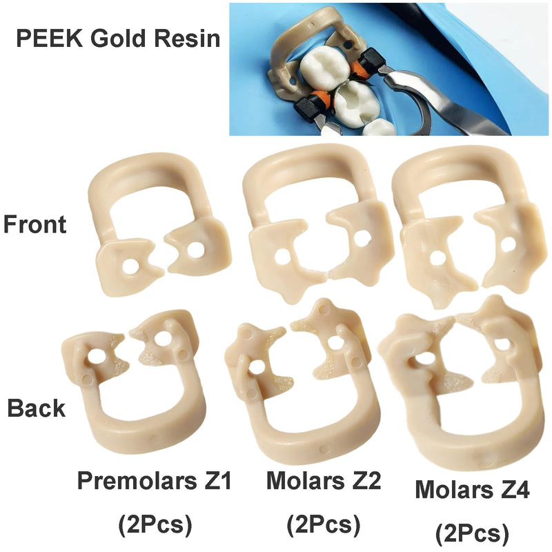 Dental Sectional Matrices Clip Dam Clamps Resin Rubber Barrier Clip Z1/Z2/Z4 Mixed Molar Teeth Repair Tools 6Pcs