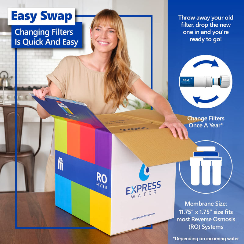 Express Water FLTMEME1004PK 4-Pack Reverse Osmosis Membrane, 100 GPD 10" x 2.5"