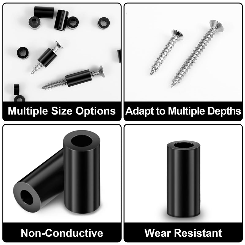1000 Pcs Electrical Outlet Screws Spacers, Black Nylon Round Spacer for M3 M4 Screws, Plastic Spacers Without Threaded,Round Spacer Assortment Kit for Electrical Outlet Screws Receptacle and Switch.