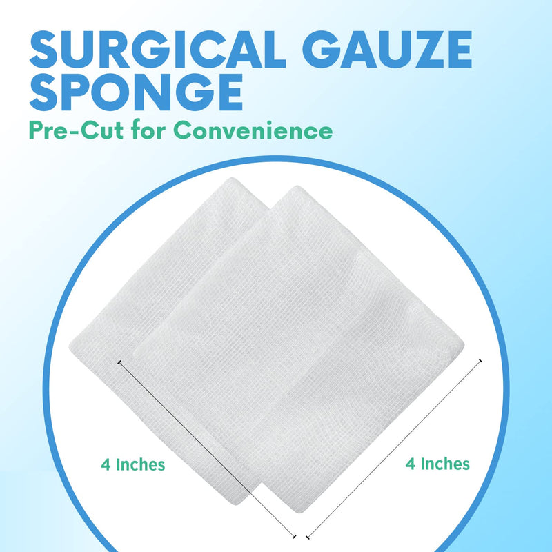 HEALQU Gauze Pads - Bag of 200 4x4 Gauze Pads - 4-Ply, Non-Woven Surgical Sponges - Super Absorbent Medical Gauze Sponges for Wound Dressing, Debridement, Cleaning, Prepping 4x4" Bag of 200