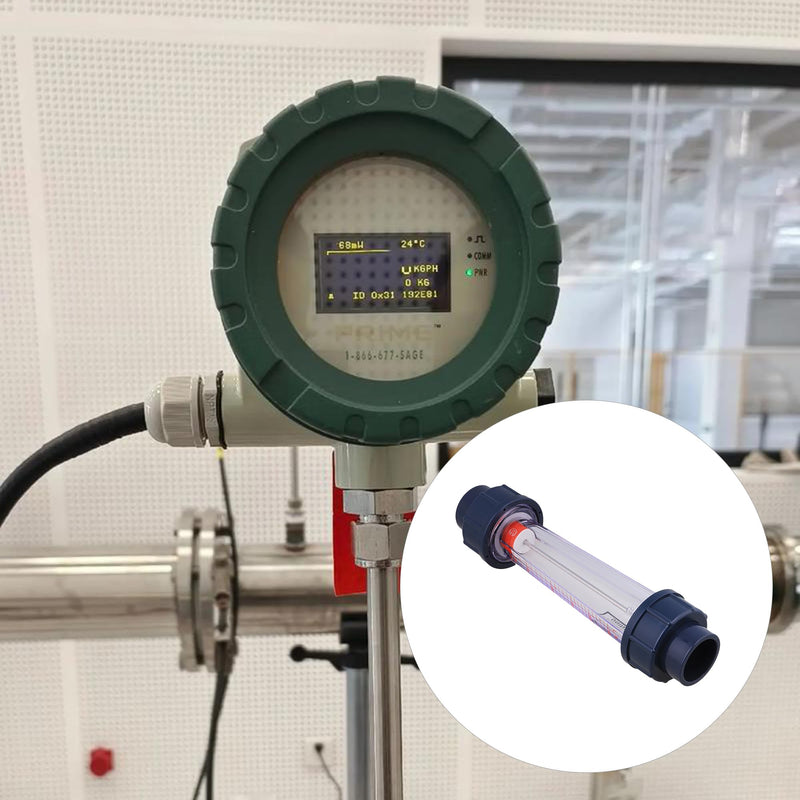 Inline Liquid Flowmeter, Fluids Flowmeter with AS Plastic Cylindrical Body Works with DN25 1" Pipe Connection (250~2500L/H) 250~2500L/H