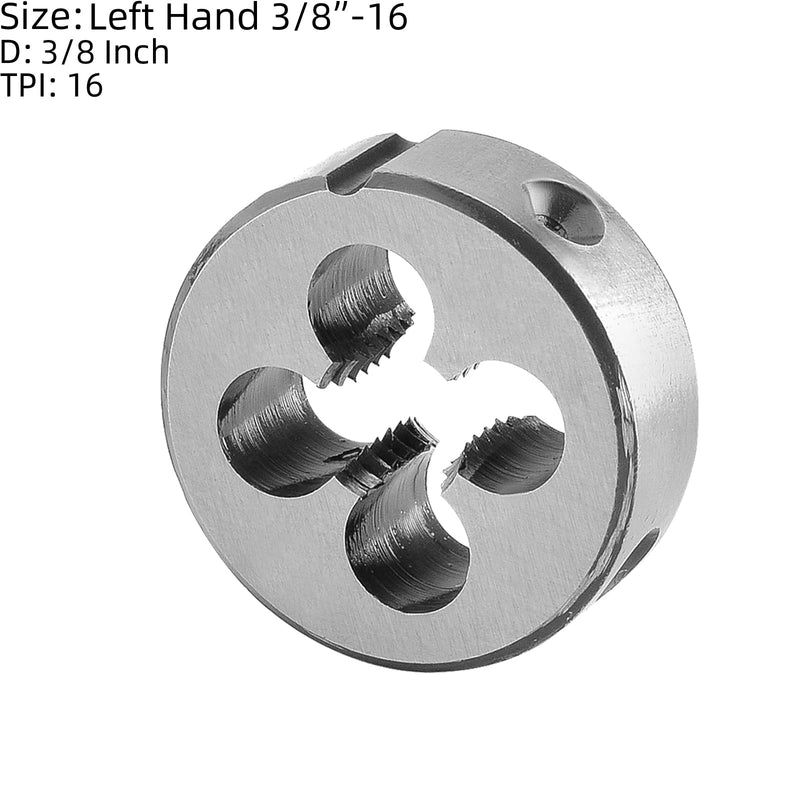 Burkit 3/8"-16 UNC Tap and Die Set Left Hand, 3/8 x 16 UNC Machine Thread Tap and Round Die