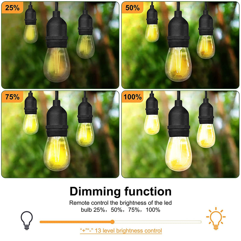 Outdoor Dimmer for String Lights,350 W String Light Dimmer Switch,100 FT Remote Control Dimming Timer for Led Light,Lamp and Patio Light,Dimmer for Outdoor String Light,Dimmer Plug,Timer,Waterprooof