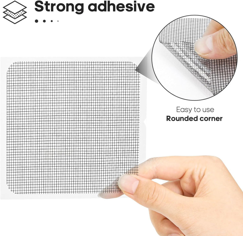 14 Sheets Window Screen Patches Repair Kit, Black/Grey 3 Sizes Window Screen Repair Kit for Mesh Screen Door, Strong Adhesive Fiberglass Quick Screen Repair Tape (14, Black) 14