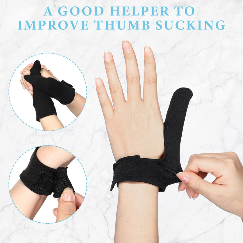 Ramede 2 Pairs Adult Thumb Guard Habit Stop Thumb Sucking Black and Grey Thumb Finger Guard Thumb Glove for Helping Stop Hair Pulling and Skin Picking