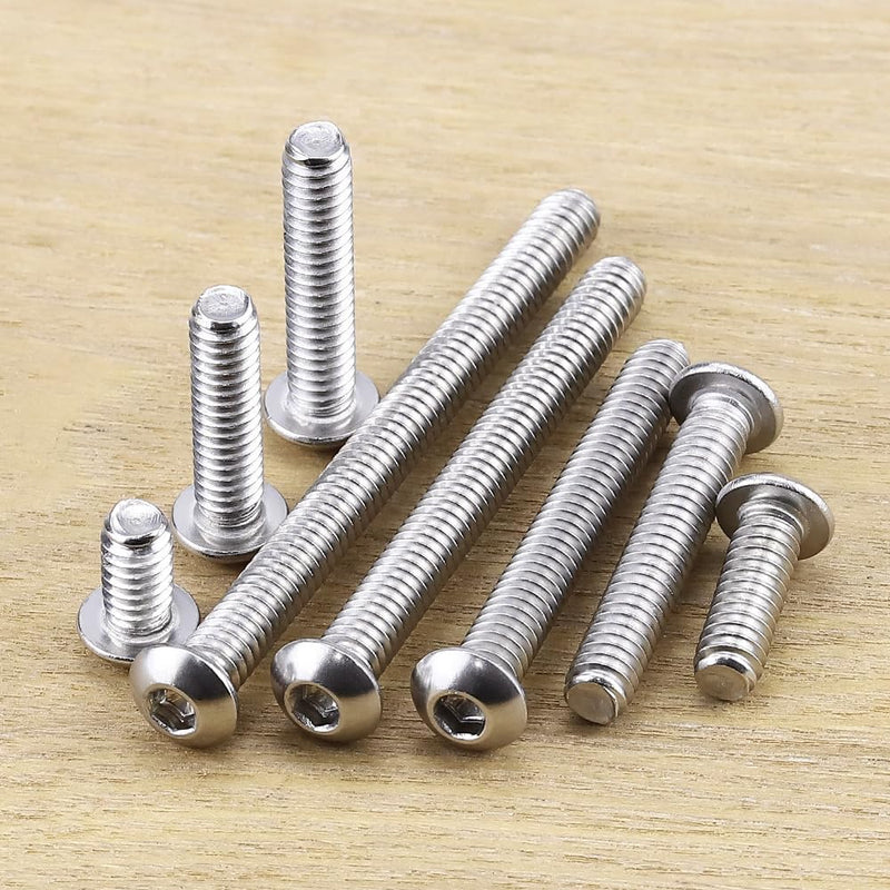1/4-20 x 3/4" Button Head Socket Cap Bolts Screws, 304 Stainless Steel 18-8, Allen Hex Drive, Bright Finish, Fully Machine Thread, Pack of 25 1/4-20 x 3/4