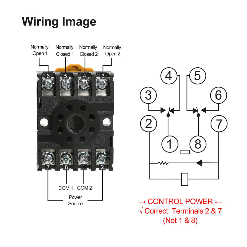 Baomain 2-Pack Power Relay MK2P-I 110VAC Coil DPDT 8 Pin with Plug-in Terminal Socket, for Automation and Control Systems