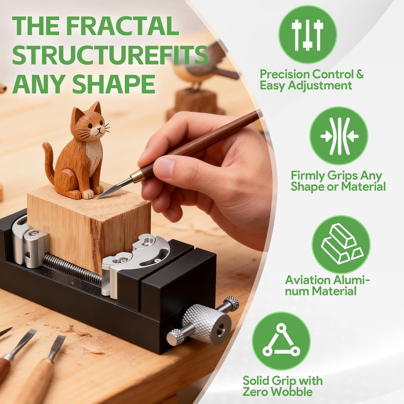 Mini Fractal Vise Clamp, Aluminum Mini Table Clamp 0-2.44 Inch Adjustable | Self-Adjusting Smart Fractal Vise Clamp for Crafts, Jewelry Making, Modeling, DIY Projects and Precision Repairs