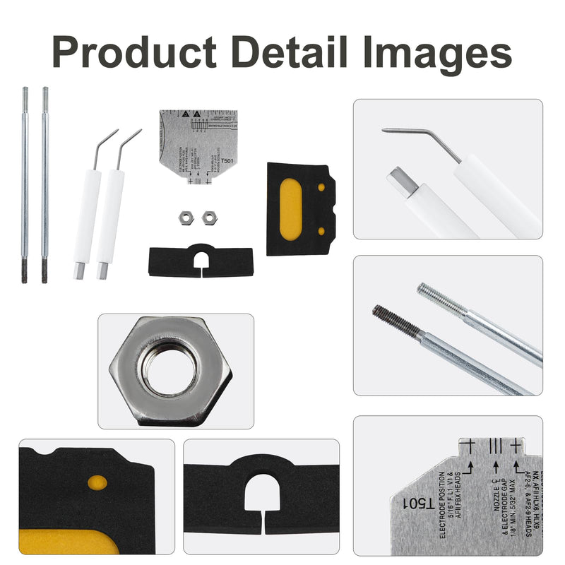 Replacement 51304 Burner Igniter/Transformer Gasket Kit & 5780 Electrode Insulator Assembly & T501 Multipurpose Gage Fits for Beckett Burner AF AFG AR SF SR，with Blast Tube up to 9"