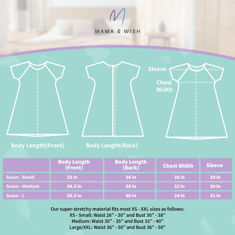 Mama & Wish Labor and Delivery Gown 3 in 1 Labor, Delivery and Nursing Gown for Hospital Made with Ultra-Soft Fabric for Ultimate Comfort! Black (Medium)