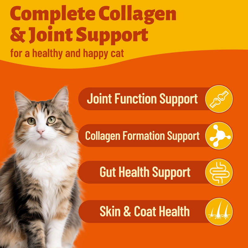 7.76 oz Collagen Bites for Cats - Cat Collagen Supplements with Glucosamine, Taurine & Omega 3 - Joint Health,Skin Coat & Immune Support - Pet Vitamins and Supplements