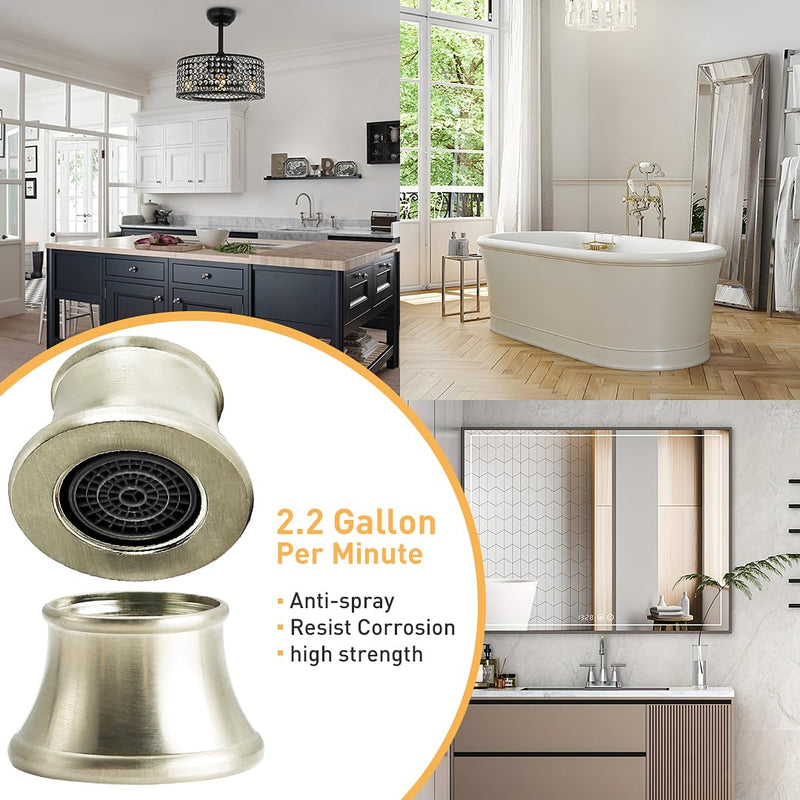 Faucet Aerator Compatible with Moen 116618BN, Faucet Parts High Flow Sink Aerator Replacement for Shower Bathroom Kitchen 2.2 Gallon Per Minute,Brushed Nickel Finish Brushed Nickel
