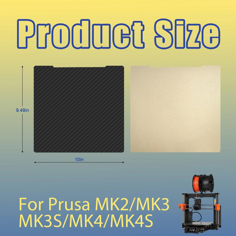 241x254mm Textured PEI + Smooth PET Prusa Build Plate for Prusa MK2 MK3 MK3S MK4 MK4S 3D Printers Dual-Sided Build Sheet 2 Pack PET+PEI