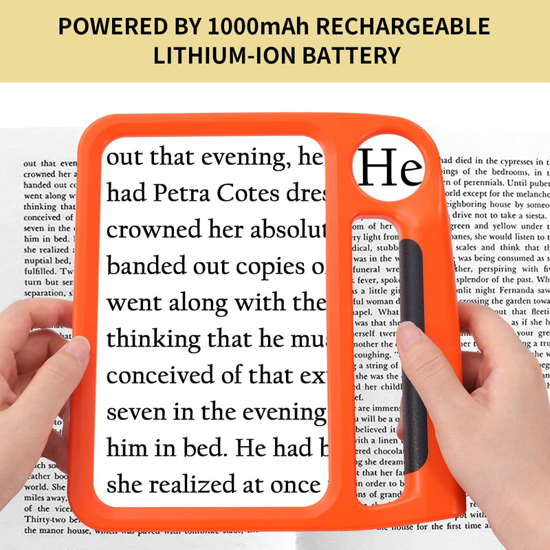 5X 10X Full-Page Magnifying Glass with Light, Rechargeable Handheld Magnifier with 3 Light Modes, 48 Lights, Clean Cloth Ideal Gift for Seniors Reading Books Inspection 5X 10X