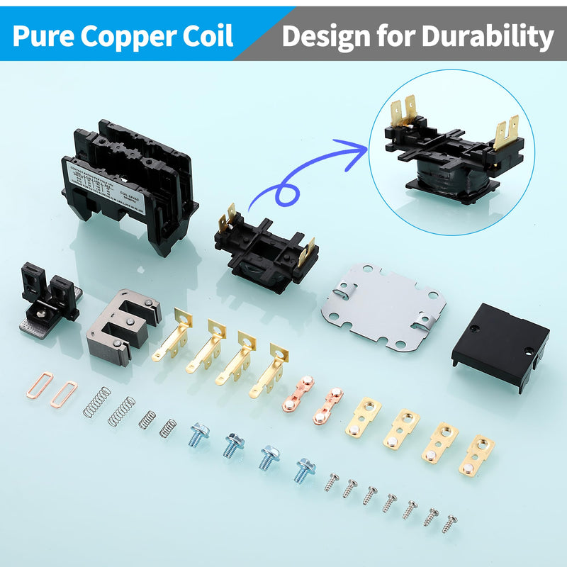 HVAC Motor Contactor, 2 Pole 40 Amp 24V Air Conditioning Contactor, Compatible with Air Conditioning Condenser Compressor Contactor. 2P 40A
