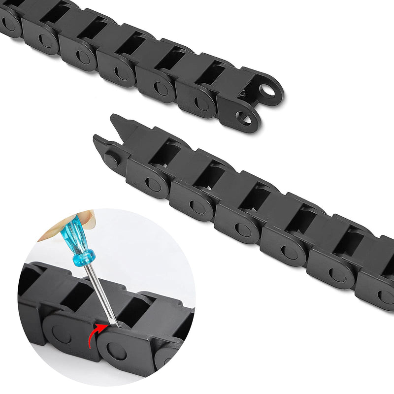 2pcs 39.4 inch Drag Chain Cable Carrier Open Type R18 Wire Cable Chain for CNC Router Mill and 3D Printer,Extra 2 Pair End Connectors,1pc Screwdriver,8 Screws(10x10 Closed) 10x10 Closed (2pcs)