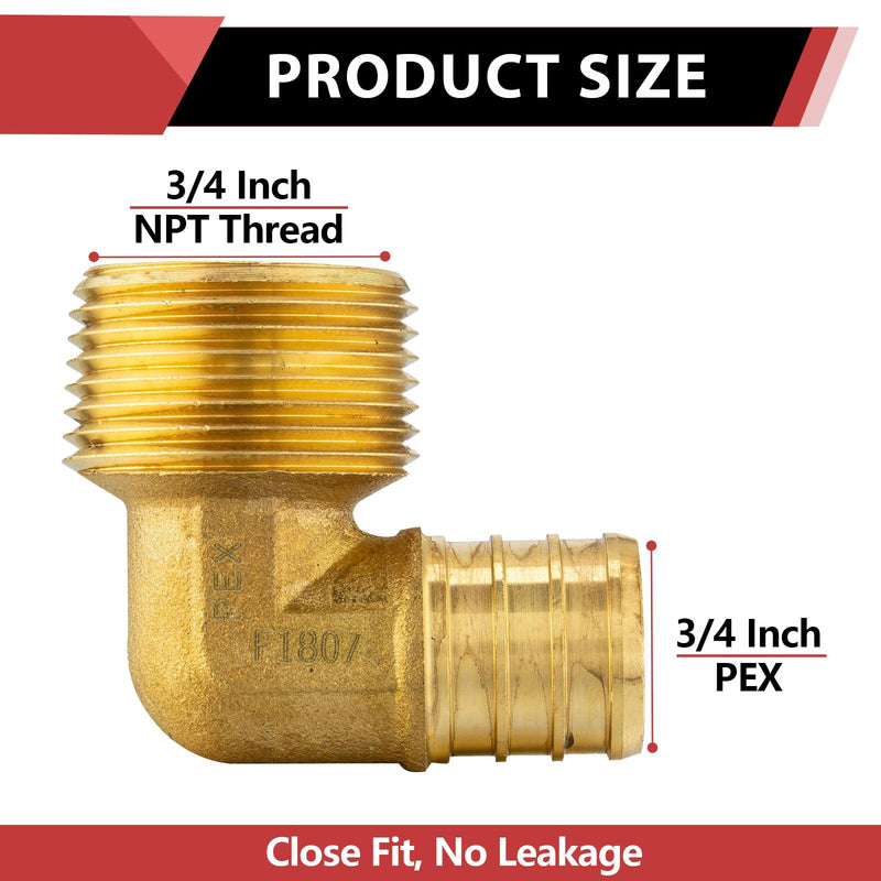 10-PACK EFIELD Pex 3/4"x3/4"Male NPT Threaded Elbow(PEX1807097-10) 3/4"x3/4"(Pack of 10)