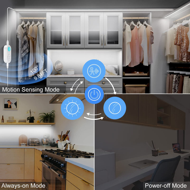 Dual Motion Sensor Light Indoor, Plug-in Motion Activated Step Light Strip with Double Motion Sensor, Dimmer, Delay Timer for Stairway, Double Bed, Corridor, Cold White 6000K, 16.4FT, 150 LEDs 16.4FT LIGHT STRIP - NewNest Australia
