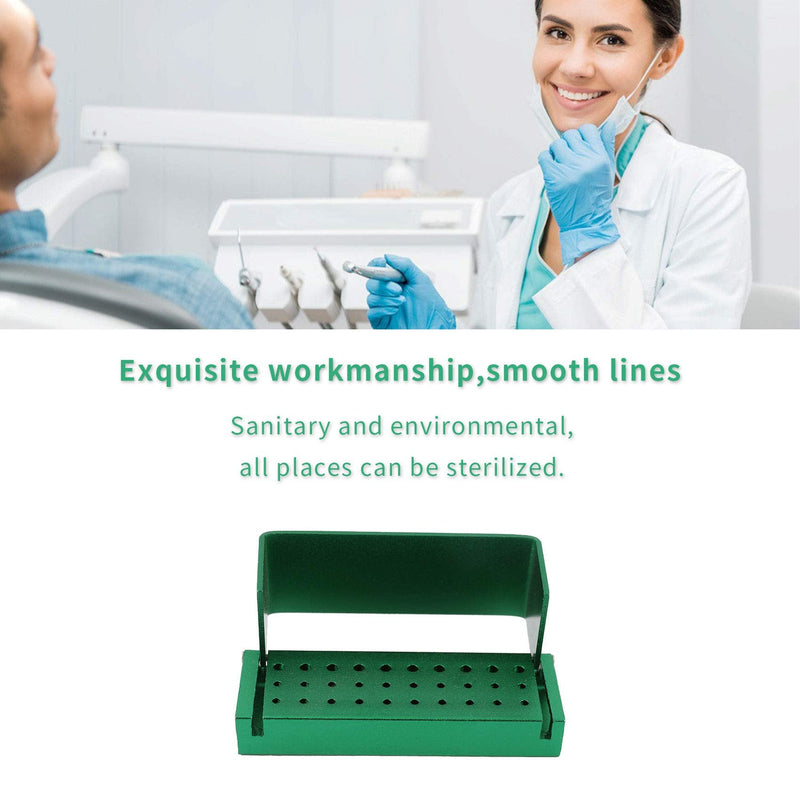 Dental Bur Block Holder Station 30 Holes, Disinfection Bur Organizer with Cover Dentist Burs Case Opening Box Autoclavable for Lab - Easy to Use - Green
