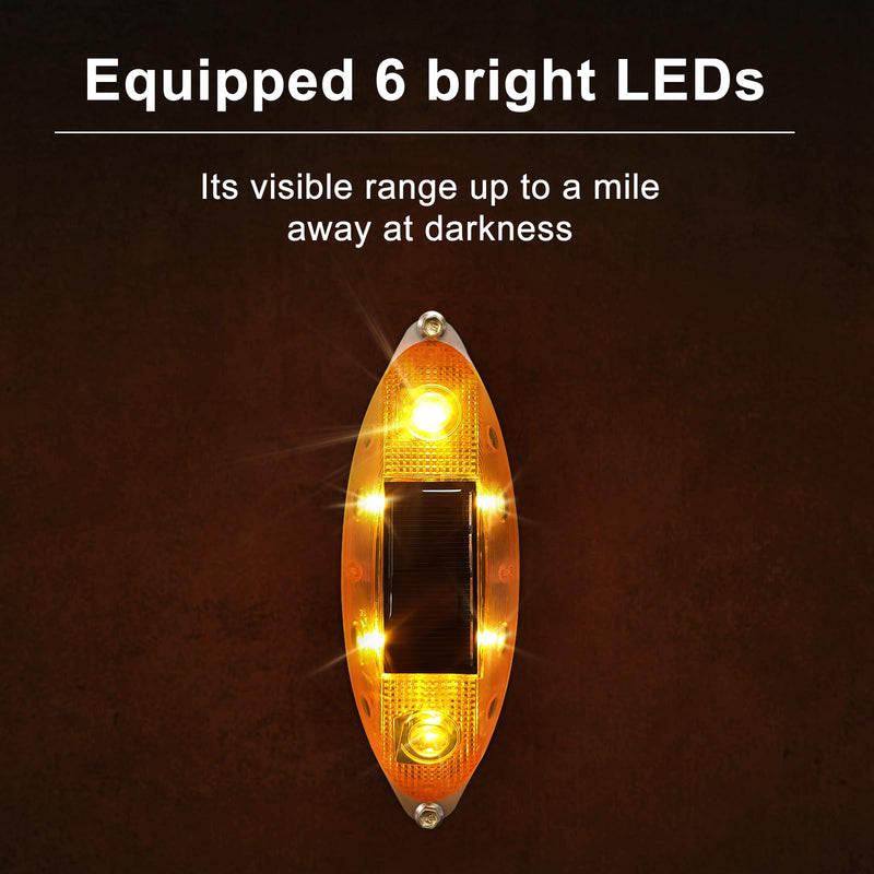 Aolyty Solar Strobe Warning Light Outdoor, Bright Solar Safety Flashing Light 4 Pack Road Signs IP54 Waterproof for Construction Site, Traffic, Dock, Marine, Stop Sign (Red) Red