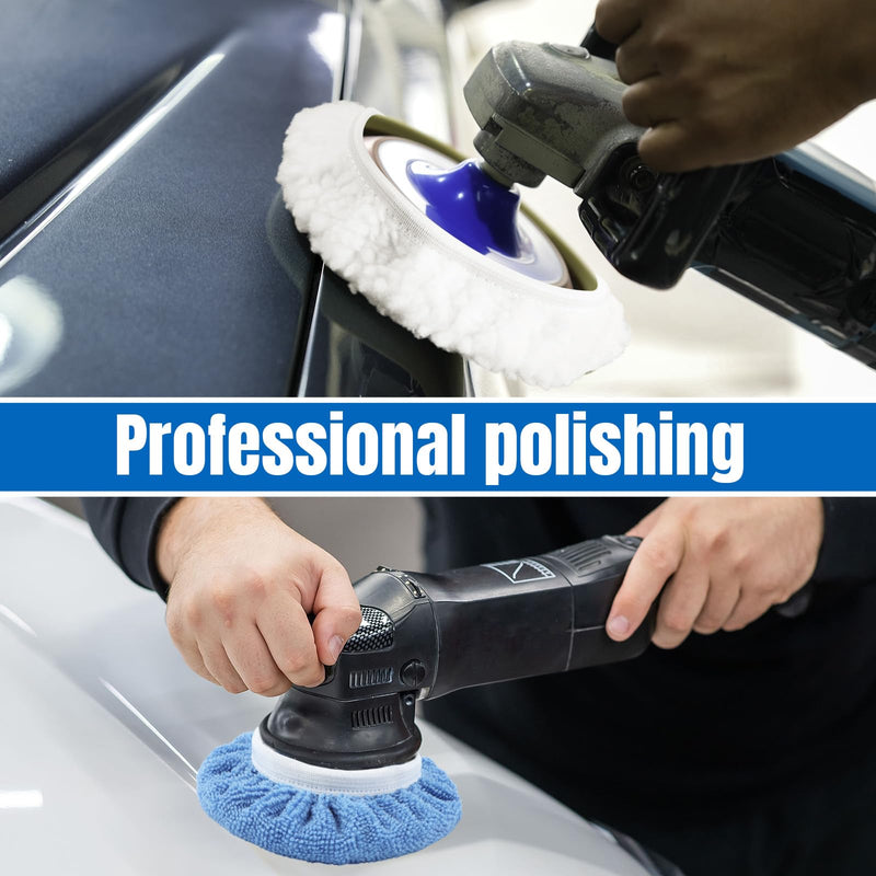 Tallew 60 Pieces Car Buffing Pads Microfiber Car Orbital Buffer Polish Pads 5 to 6 Inches Wax Bonnet Cover Including 30 Microfiber 15 Plush 15 Non Woven for Vehicle Waxing and Cleaning