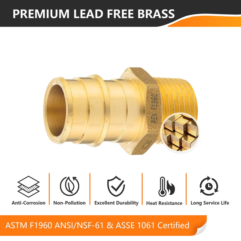 5PC HeSun 3/4" PEX-A Expansion x 1/2" Male NPT Adapter(PEX1960020-5) 5 3/4"x1/2" Male
