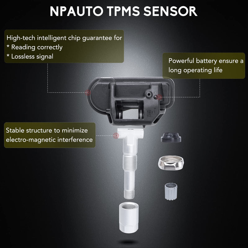 NPAUTO TPMS Sensor Fits for Smart Fortwo, Mercedes Benz C300 C350 C63/CL63 AMG CL550 CL600 B250 C230 C250 C280 E350 ML350 & More, 4-Pack Tire Pressure Monitoring System Sensors Replace# A0009050030