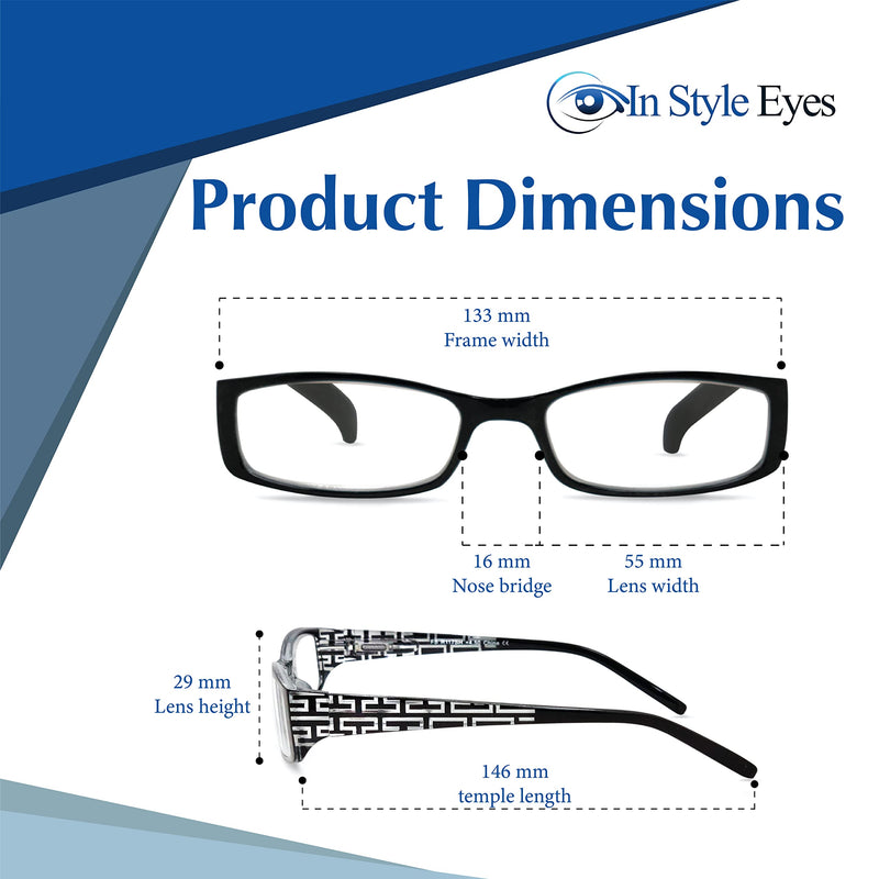 In Style Eyes Super Strength II Magnifying Reading Glasses, Powerful High Magnification Eye Glasses for Women & Men Black 7.0 x