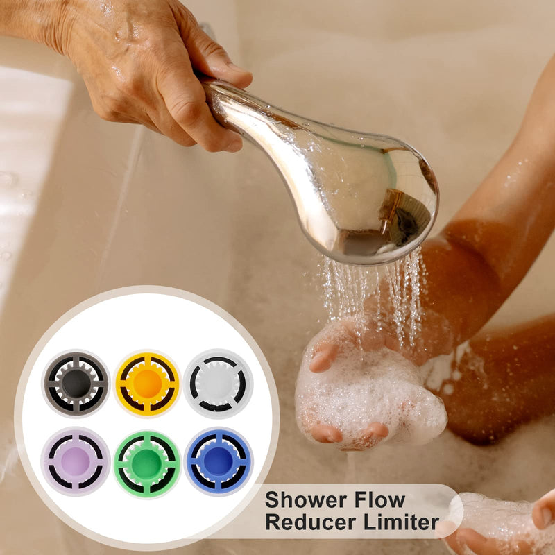 12pcs Shower Flow Reducer Limiter, Shower Head Flow Restrictor Water Saver Low Flow Water Pressure Water Saving Shower Head Adapter for Handheld Shower 1.2 1.5 1.8 2.0 2.5 3.0 GPM