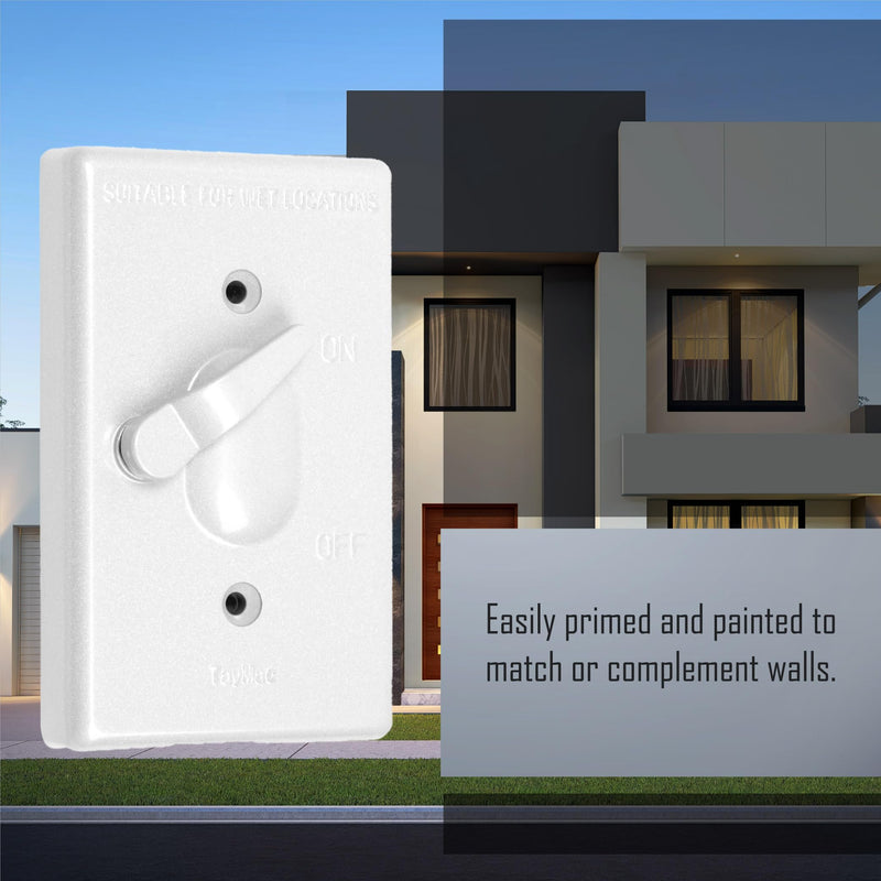 TayMac TC100WH Weatherproof Toggle Cover, 1-Gang, Vertical Device Mount, White 1 Count (Pack of 1)