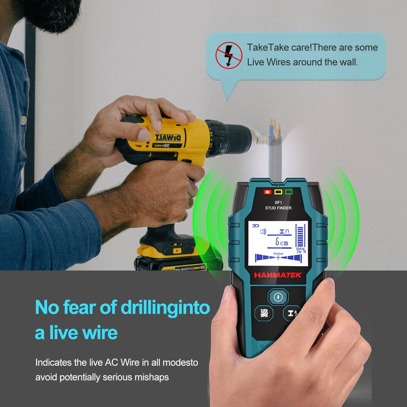 HANMATEK Stud Finder Wall Scanner Detector with Pro Smart Sensor, Audio Alarm and HD LCD Display, 5 in 1 Upgrade Wood Exact Mode Stud Finder Tool for The Center Edge of Metal, Studs, AC Wire,Pipe blue