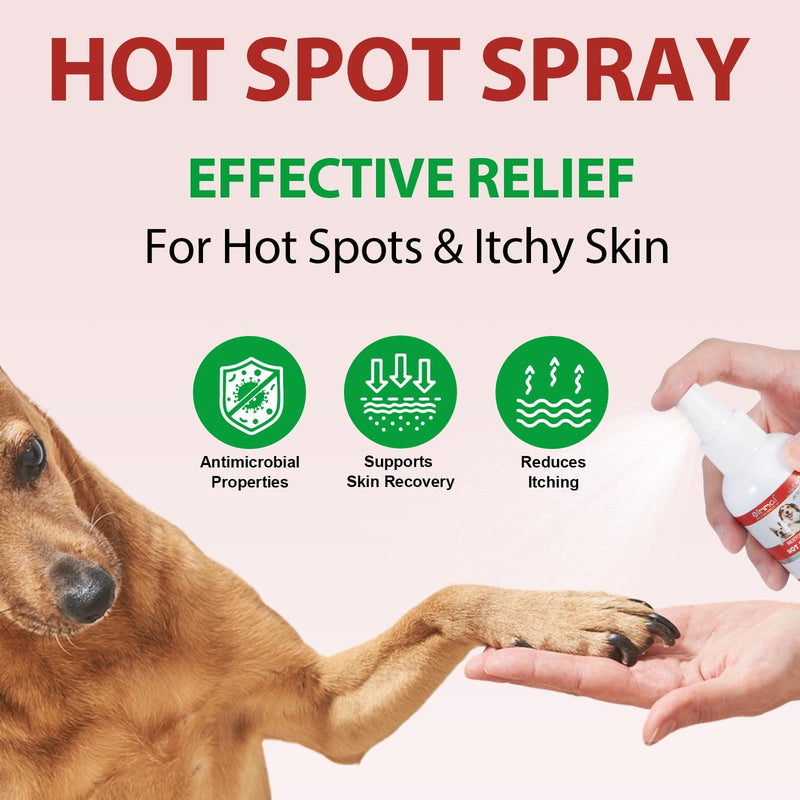 Hot Spot Spray Treatment for Dogs, 2025 Upgraded Hot Spot & Itch Relief Skin Spray for Dog, Irritated Dry Itchy Skin, Allergies, and Dermatitis, Scratching and Licking, Reduces Topical Inflammation hot spot spray treatment for dogs