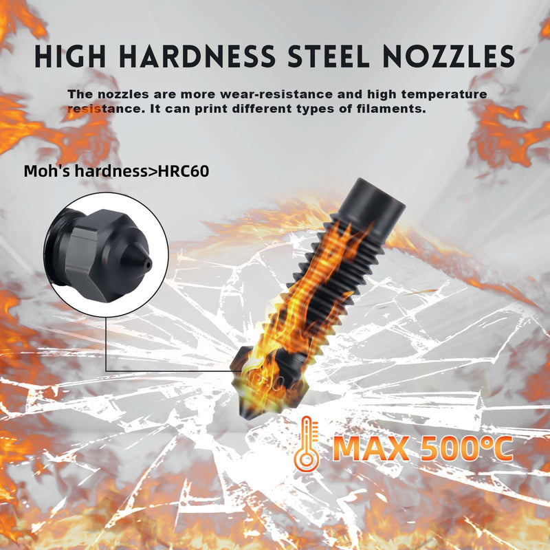 5Pcs 0.4mm Hardened Steel Nozzle for Elegoo Neptune 4 Plus/Neptune 4 Max, Hardened Steel Extruder Hotend Nozzles for Neptune 4 Plus/Neptune 4 Max 3D Printers