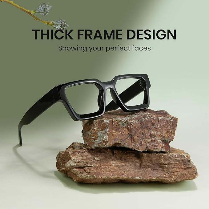 Cyxus Thick Cell Frame, Date Glasses, Blue Light Reduction, No Degree, UV Protection, Stylish, Unisex - NewNest Australia