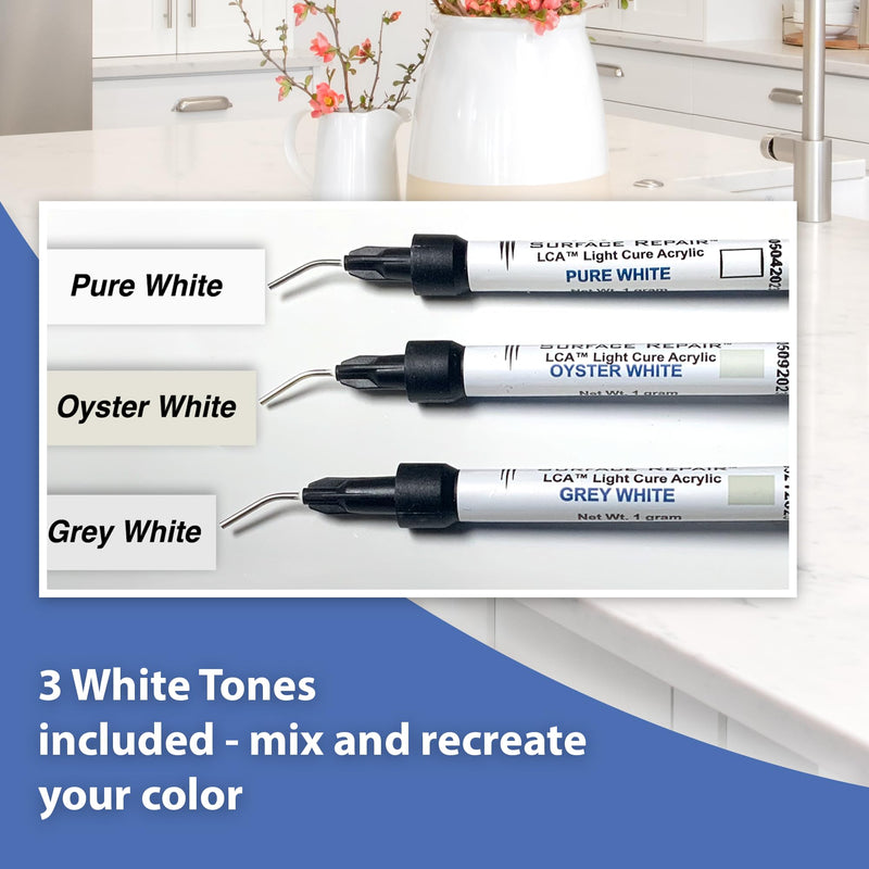 White Tones - Quartz Countertop Repair Kit White - Quartz, Marble, Granite, Acrylic, Porcelain Countertop Chip Repair Kit - White Quartz Chip Repair Kit - HIMG Surface Repair - NewNest Australia