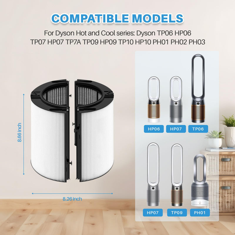 360° Combi Glass Hepa + Carbon Air Purifier Filter Compatible with Dyson TP09