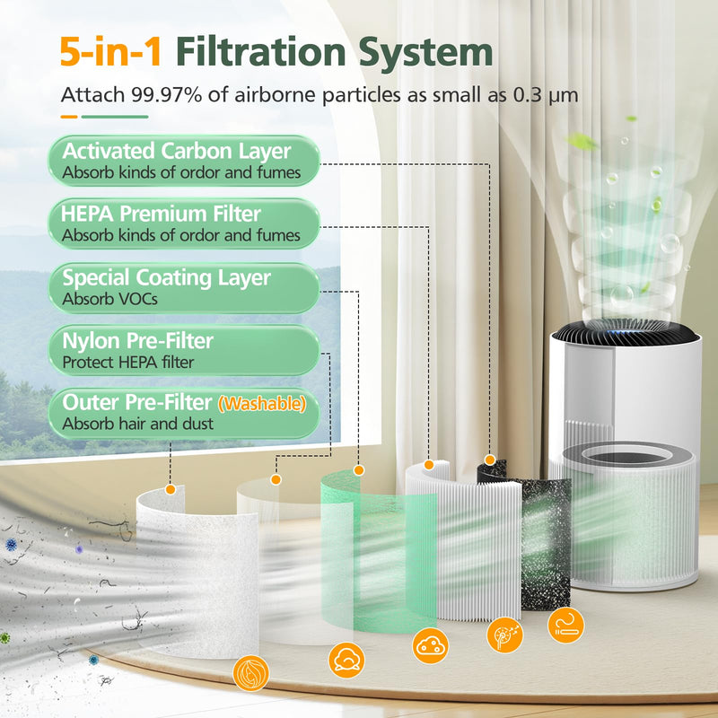 5-in-1 HEPA Air Purifier Filter for Aeocky Pandora