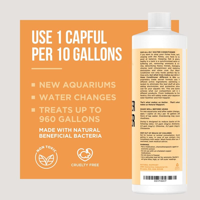 Aquarium Water Conditioner - Naturally Detoxifies and Removes Ammonia, Nitrite, Chlorine, and Chloramine from Saltwater and Freshwater (16 fl oz.) 16 oz