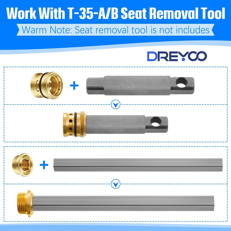 Dreyoo 2 Set Valve Rebuild Kit Replacement Compatible with Symmons Temptrol Valve, TA-10 Spindle Assembly, TA-4 Hot and Cold Seats, T-11 Washer, Fix Tub/Shower Valve Leak, Solid Brass