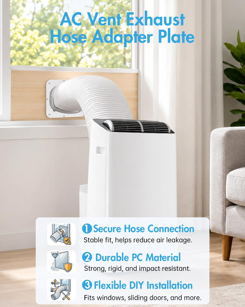 BoomBa AC Exhaust Hose Adapter Plate for DIY Window & Sliding Door Installation, Compatible with Midea Duo Dual Hose Portable Air Conditioner