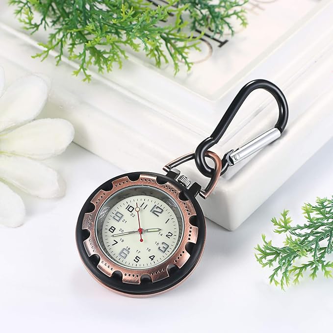 JEWELRYWE Nurse Watch, Luminous Dial, Watch Key Chain, Nasukan, Simple, Backpack, Bag, Pocket, School Bag, Pocket Watch, red - NewNest Australia